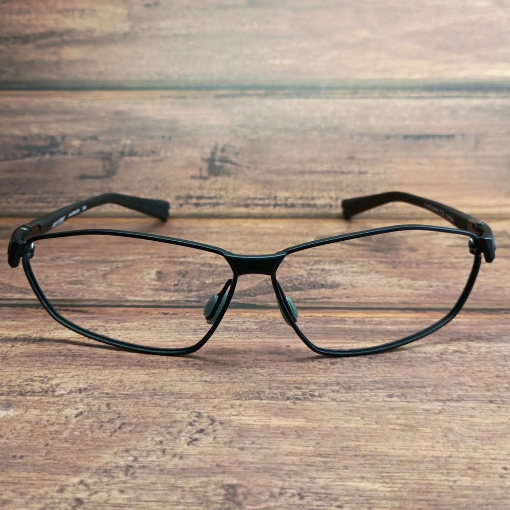 Nike Stride EV0708 001 Matte Black Rectangular Metal Glasses Frames